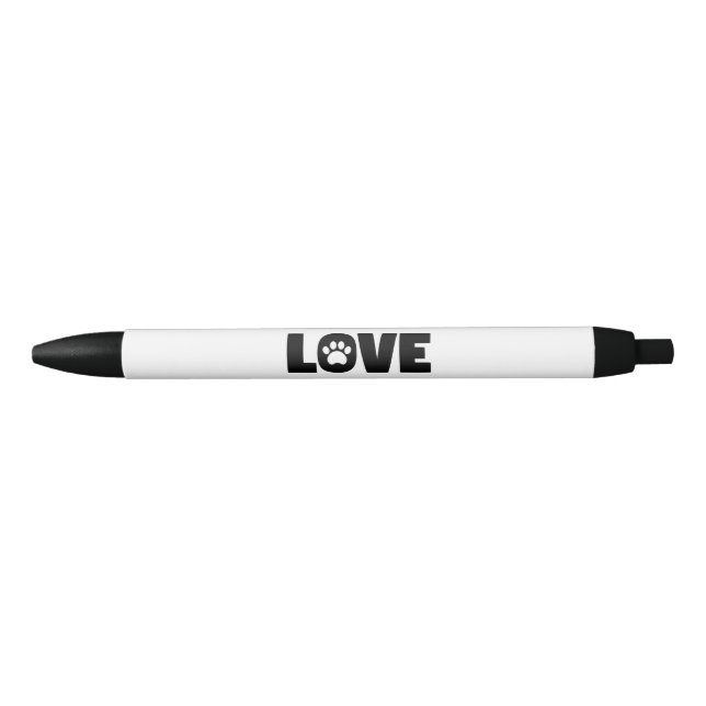 Love Paw Print Black Ink Pen (Front)
