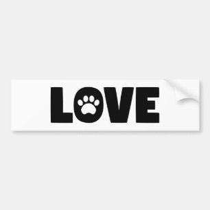 Love Paw Print Bumper Sticker