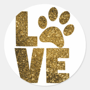 Love paw-print classic round sticker