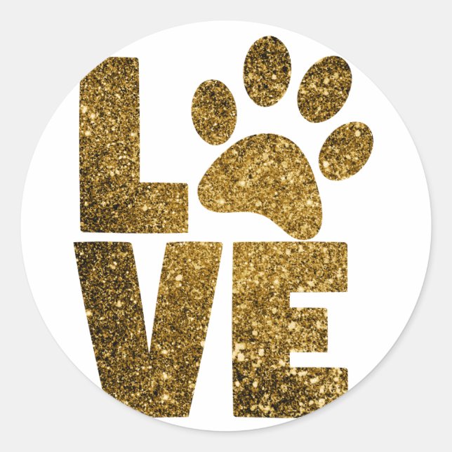 Love paw-print classic round sticker (Front)