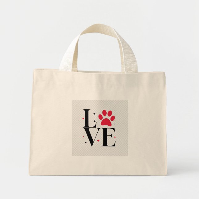 Love Paw Print – Cute Pet Lover Tote Bag (Front)