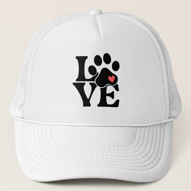 LOVE Paw Print Dog Lover Hat (Front)