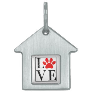 LOVE PAW PRINT DOG OWNER PET LOVER ID TAG