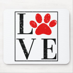 LOVE PAW PRINT DOG OWNER PET LOVER MOUSE MAT