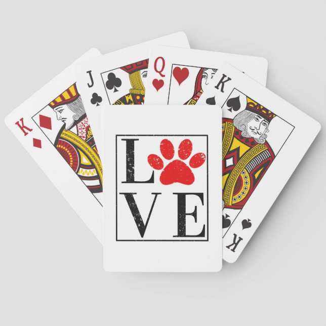 LOVE PAW PRINT DOG OWNER PET LOVER PLAYING CARDS (Back)