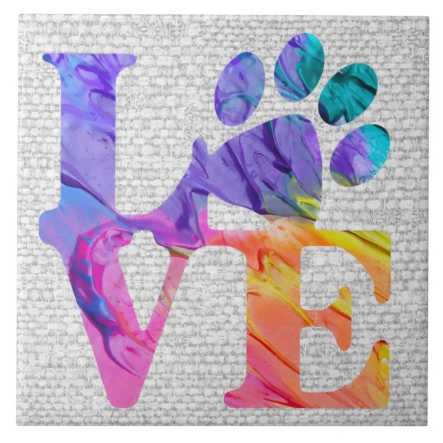 Love Paw Print - Gifts for Dog Lovers Tile (Front)