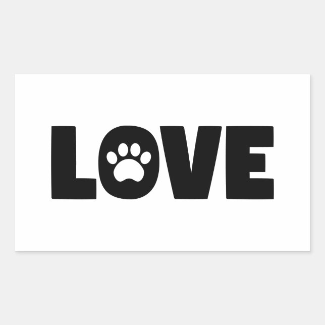 Love Paw Print Rectangular Sticker (Front)