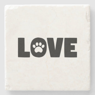 Love Paw Print Stone Coaster