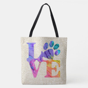 Love Paw Print Tote Bag