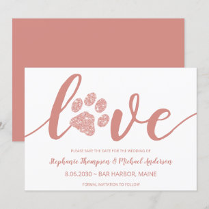 Love Paw Print Wedding Non Photo Save The Date