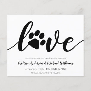 Love Paw Print Wedding Save The Date Invitation