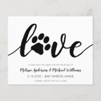 Love Paw Print Wedding Save The Date Postcard