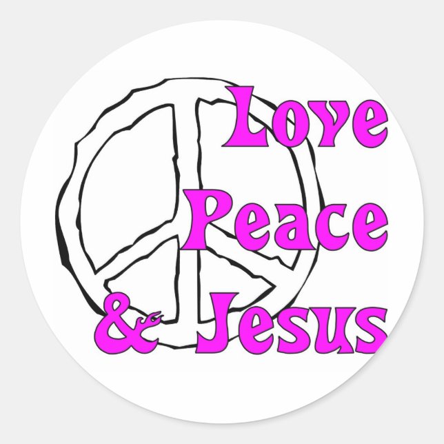 Love peace and Jesus Christian peace sign Classic Round Sticker (Front)