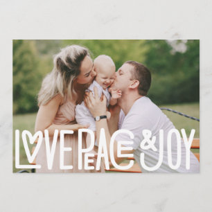 Love Peace and Joy Christmas Holiday Photo Thank You Card