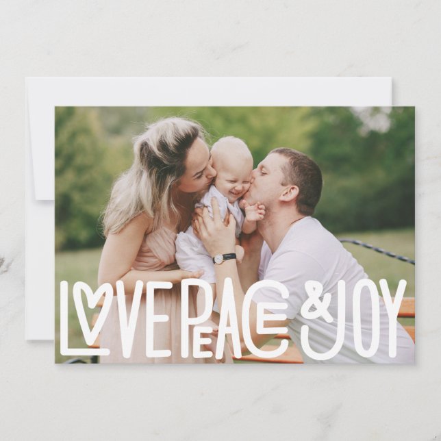 Love Peace and Joy Christmas Holiday Photo Thank You Card (Front)