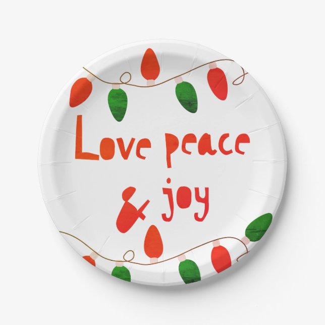 Love Peace And Joy Paper Plate (Front)