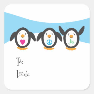 Love, Peace and Joy Penguin Holiday Tag