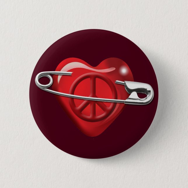 Love Peace and Safety For All red heart 6 Cm Round Badge (Front)
