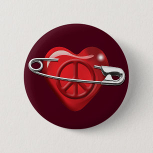 Love Peace and Safety For All red heart 6 Cm Round Badge