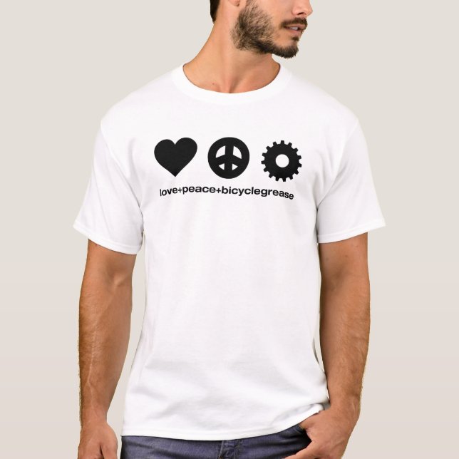 love peace bicyclegrease (for white shirt) T-Shirt (Front)