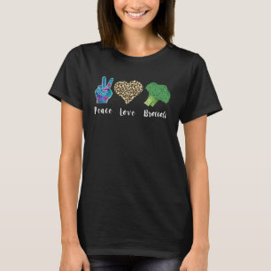 Love Peace Broccoli Vegetarian Leopard Heart Brocc T-Shirt