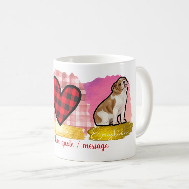 Love Peace Bulldog Valentine's Day Dog Lover Coffee Mug (Front Right)