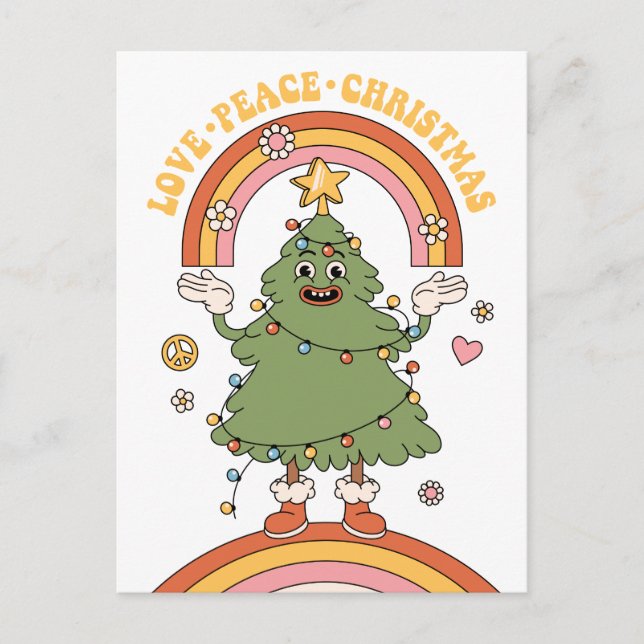 Love, Peace, Christmas - A Groovy Holiday Postcard (Front)