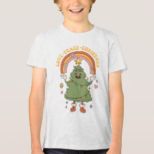 Love, Peace, Christmas - A Groovy Holiday Tri-Blend Shirt