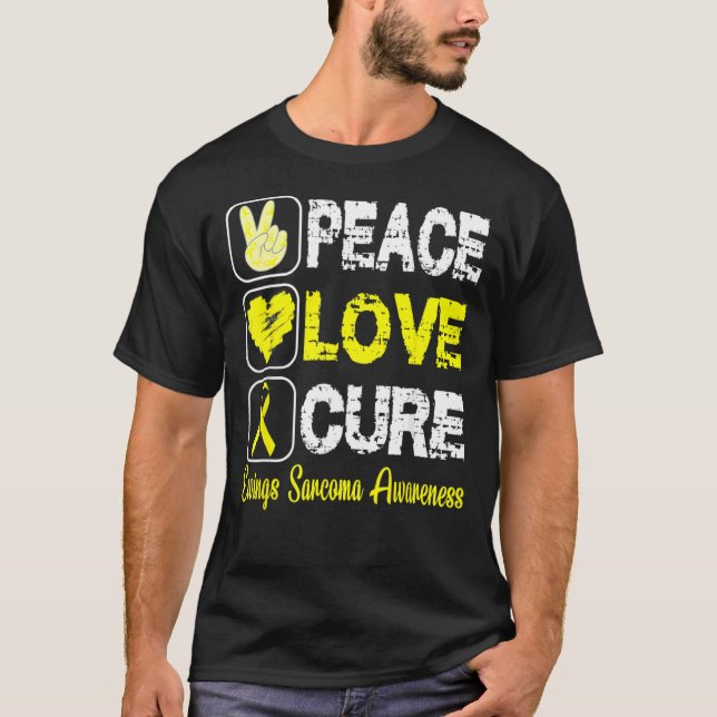 Love Peace Cure Ewings Sarcoma Awareness T-Shirt (Front)