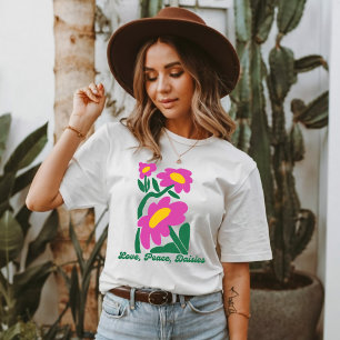 Love, Peace, Daisies Flower  T-Shirt