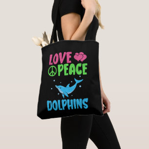 Love Peace Dolphins Cute Sea Animals Dolphin Lover Tote Bag