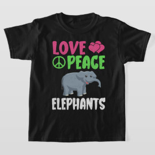 Love Peace Elephants Cute Zoo Animals Elephants  T-Shirt