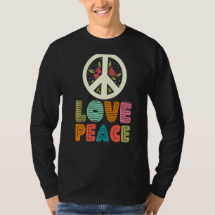 Love Peace Floral Peace Sign 60s 70s Costume Men W T-Shirt