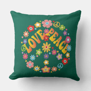LOVE PEACE FREEDOM 60s 70s Tie Dye Vintage Hippie Cushion