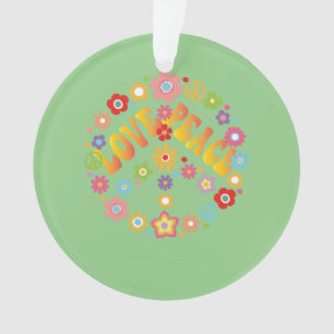 LOVE PEACE FREEDOM 60s 70s Tie Dye Vintage Hippie Ornament