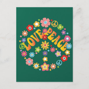 LOVE PEACE FREEDOM 60s 70s Tie Dye Vintage Hippie Postcard