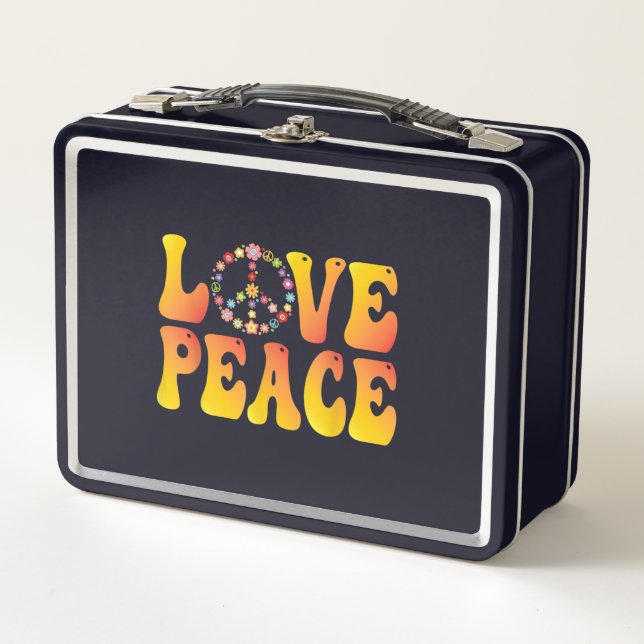 Love Peace Freedom Metal Lunch Box (Front)