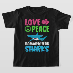 Love Peace Hammerhead Sharks Cute Sea Animals Fans T-Shirt