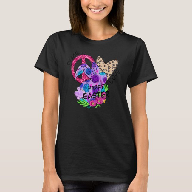 Love Peace Happy Easter Girls Women Christian Jesu T-Shirt (Front)