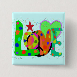 Love PEACE & Harmony T-Shirts and Gifts 15 Cm Square Badge