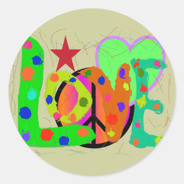 Love PEACE & Harmony T-Shirts and Gifts Classic Round Sticker (Front)