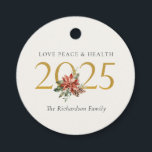 Love Peace Health Poinsettia Bunch Foil Gold 2023 Favour Tags<br><div class="desc">If you need any further customisation please feel free to message me on yellowfebstudio@gmail.com.</div>