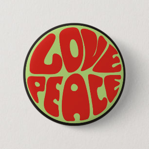 love peace hippie 6 cm round badge