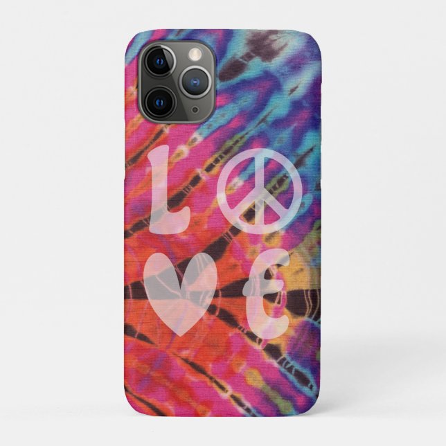 Love Peace Hippie Boho Pink Blue Batik Tie Dye Case-Mate iPhone Case (Back)