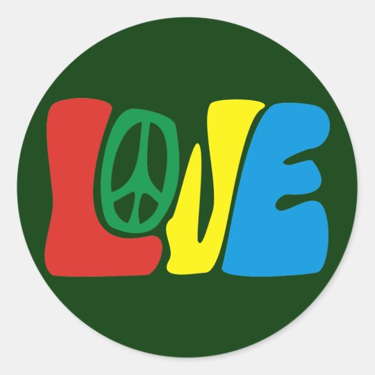 Love Peace hippie Classic Round Sticker | Zazzle.co.uk