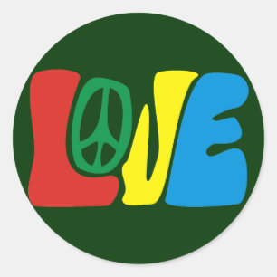 Love Peace Hippie Classic Round Sticker