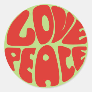 love peace hippie classic round sticker