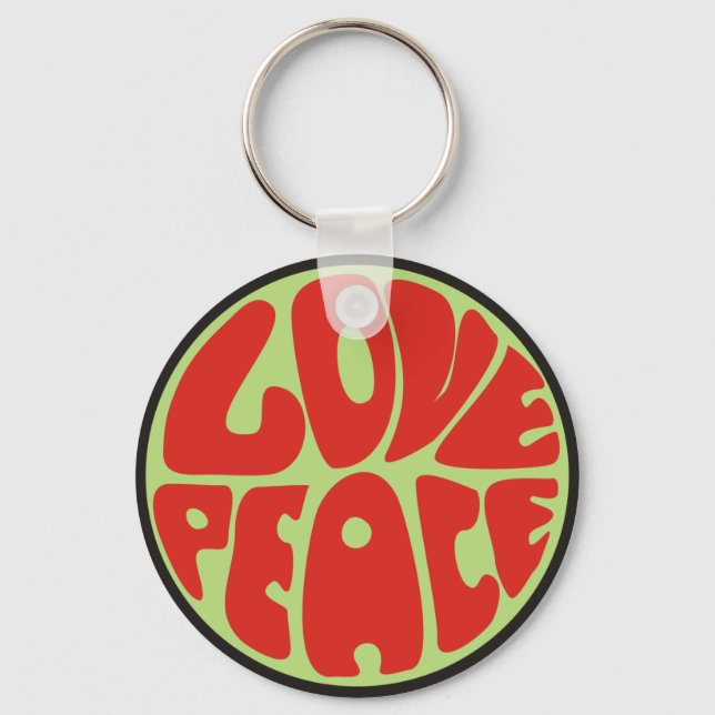 love peace hippie key ring (Front)