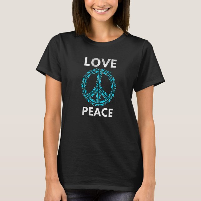 Love Peace Hippie Themed Peace Sign Symbol 70s Fre T-Shirt (Front)