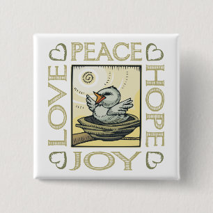 Love, Peace, Hope, Joy 15 Cm Square Badge